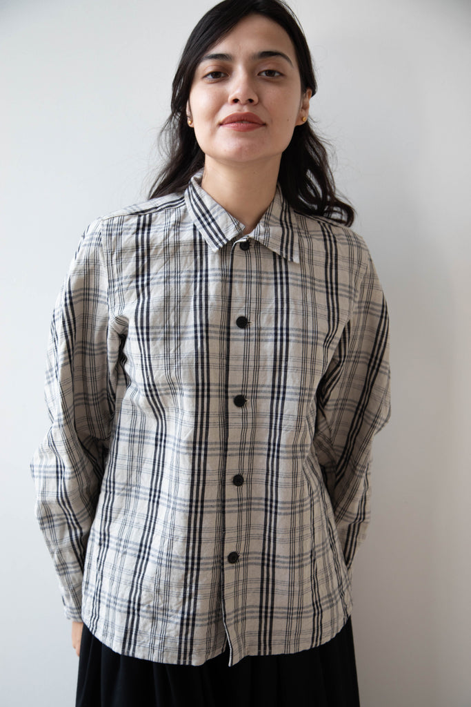 Unkruid | Bow Sleeve Shirt in Natural Black Kelsch Cloth