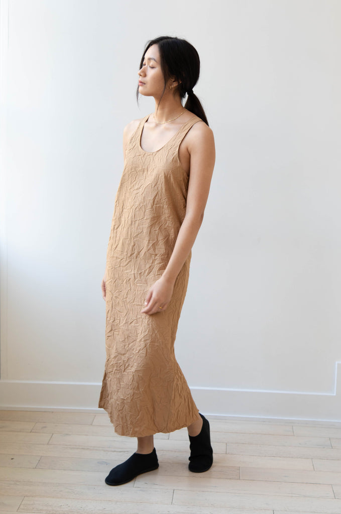 Auralee | Wrinkled Washed Finx Dress in Brown