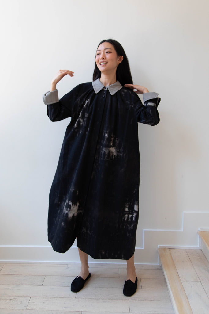 Aseedonclöud | Tea Garden Gown in Black Fog Forest Denim
