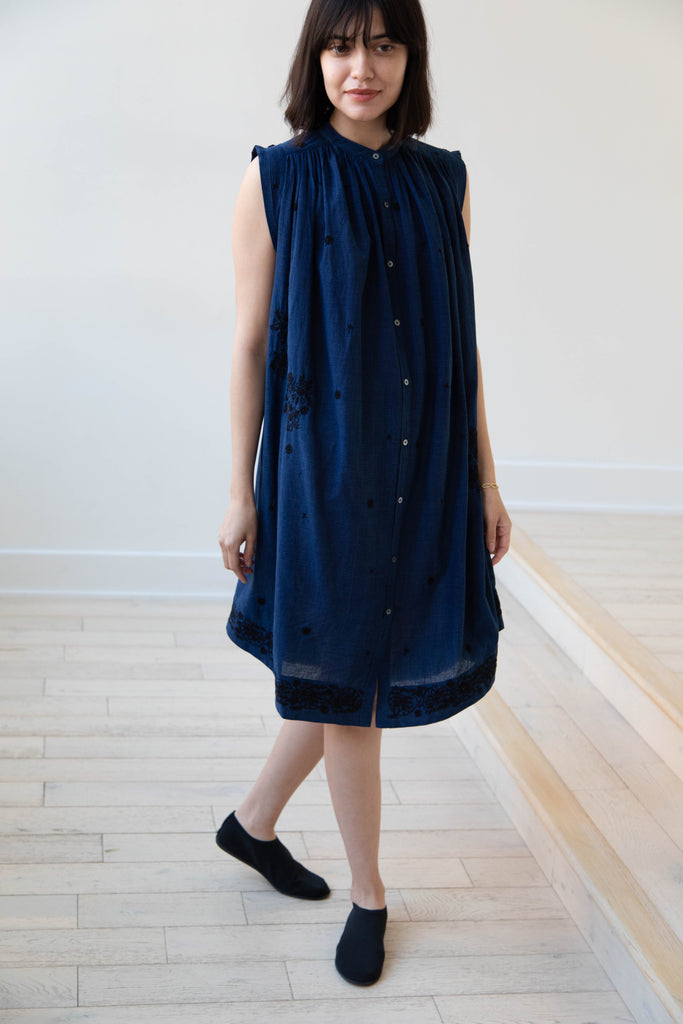 Rubia & Neel | Athena Embroidered Dress in Indigo