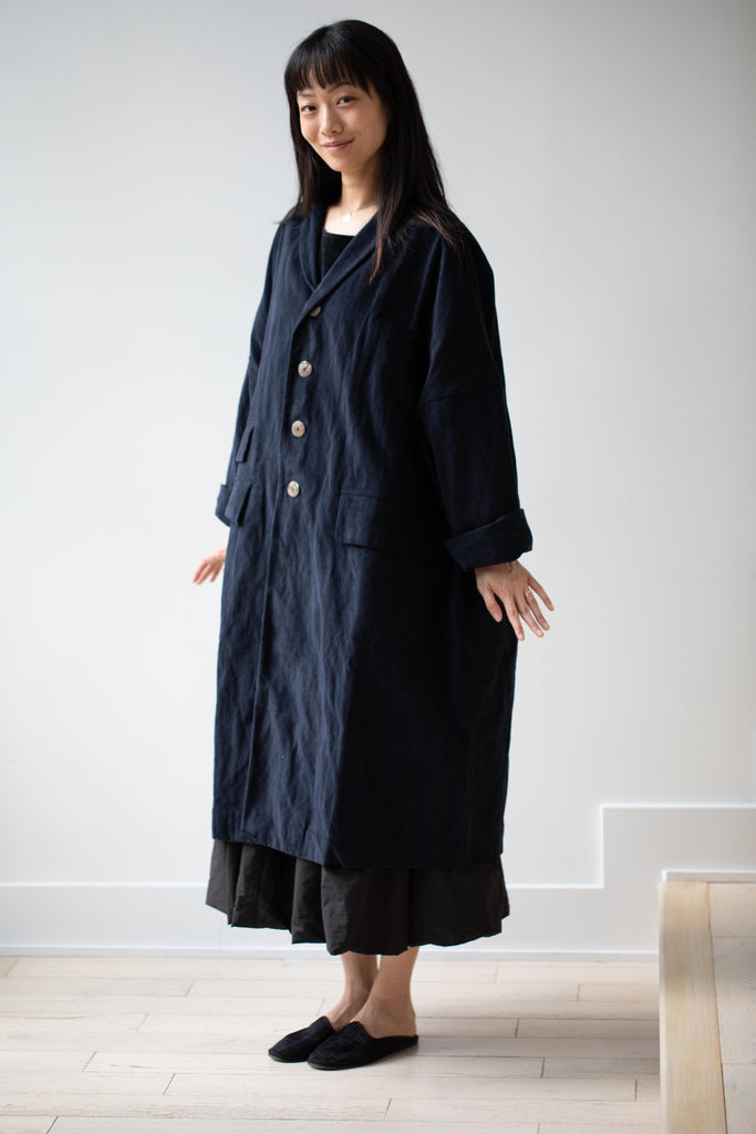 Album di Famiglia | Inox Velvet Loose Coat in Ink
