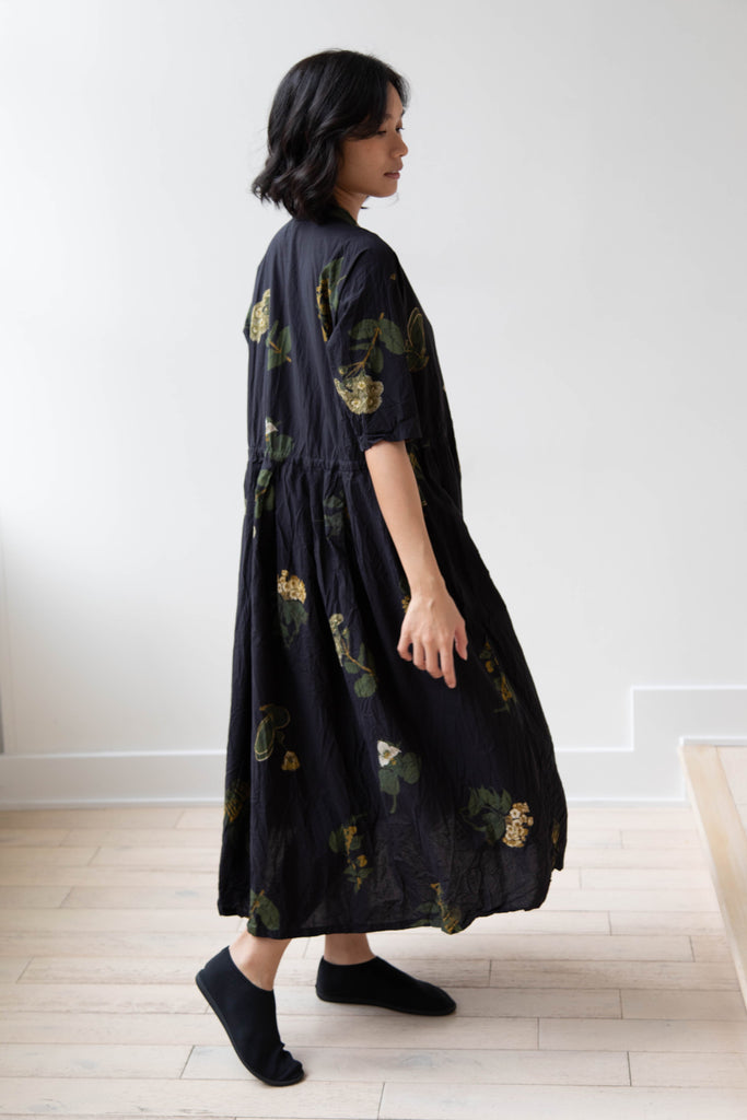 Pas de Calais | Summer Botanical Print Dress Black