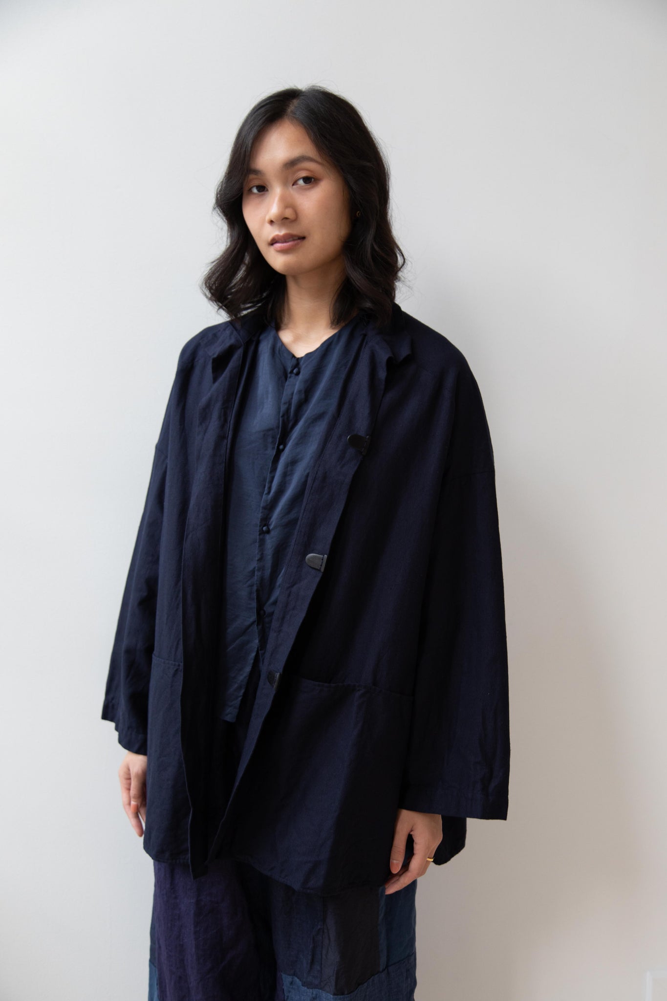 Risa Nakamura | Black Kohaze Jacket in Dark Blue