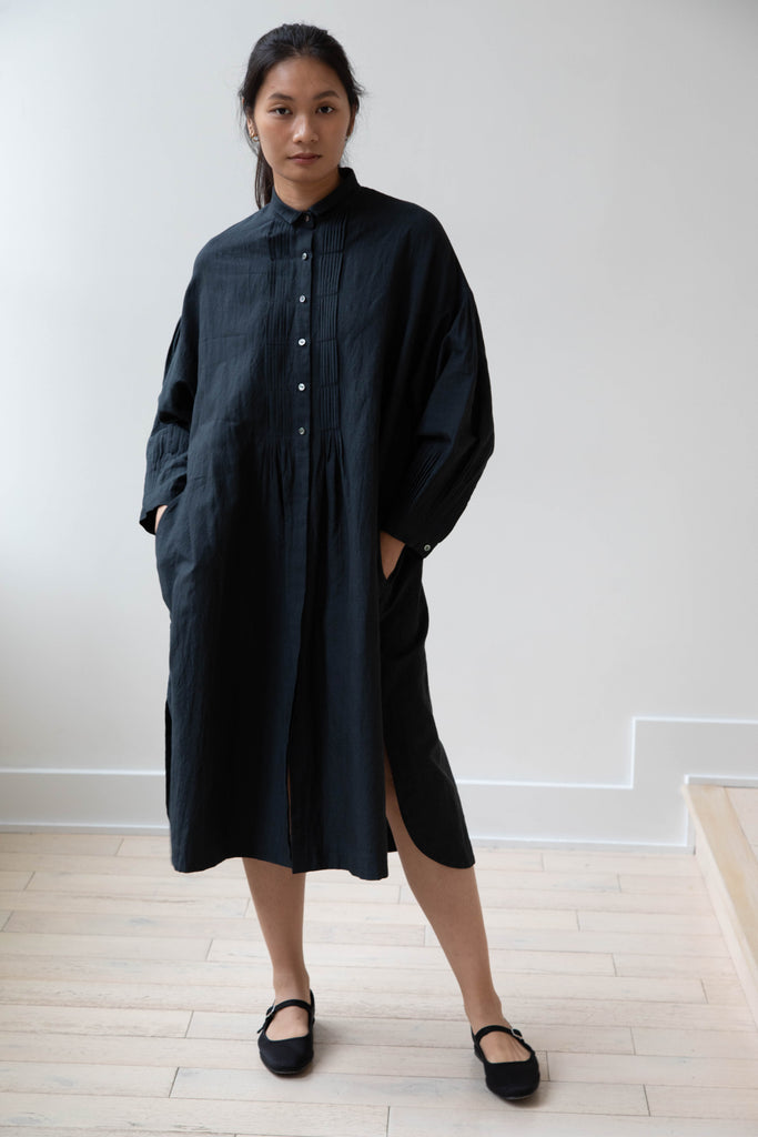 Arts & Science | Tuck Long Shirt Dress in Dark Navy