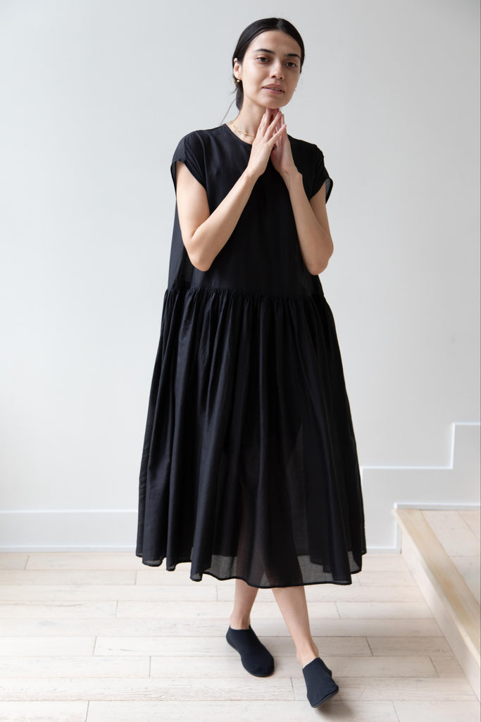 Maison de Soil | Silk Cotton Micro Check Dress in Black