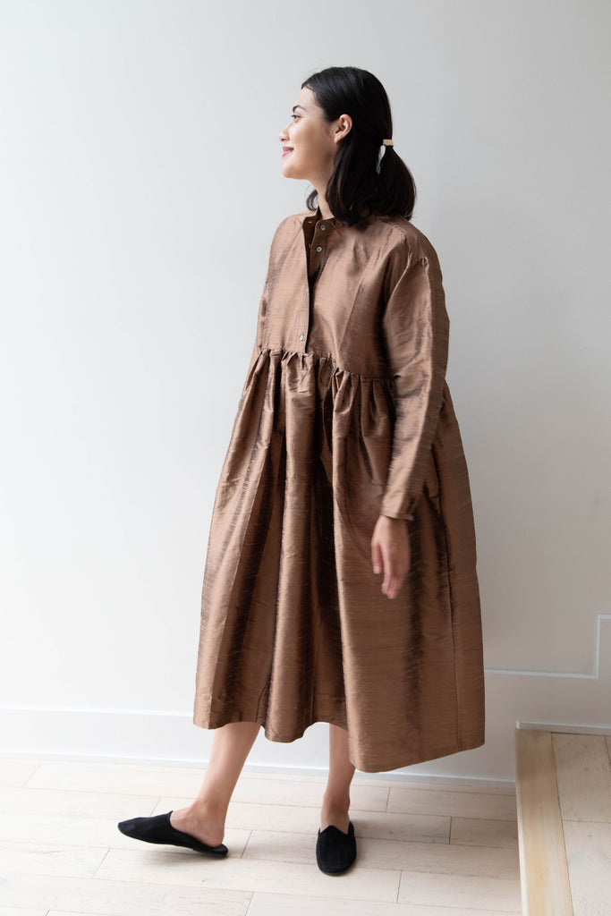 Cawley | Penny Dress in Cinnamon Silk Dupion