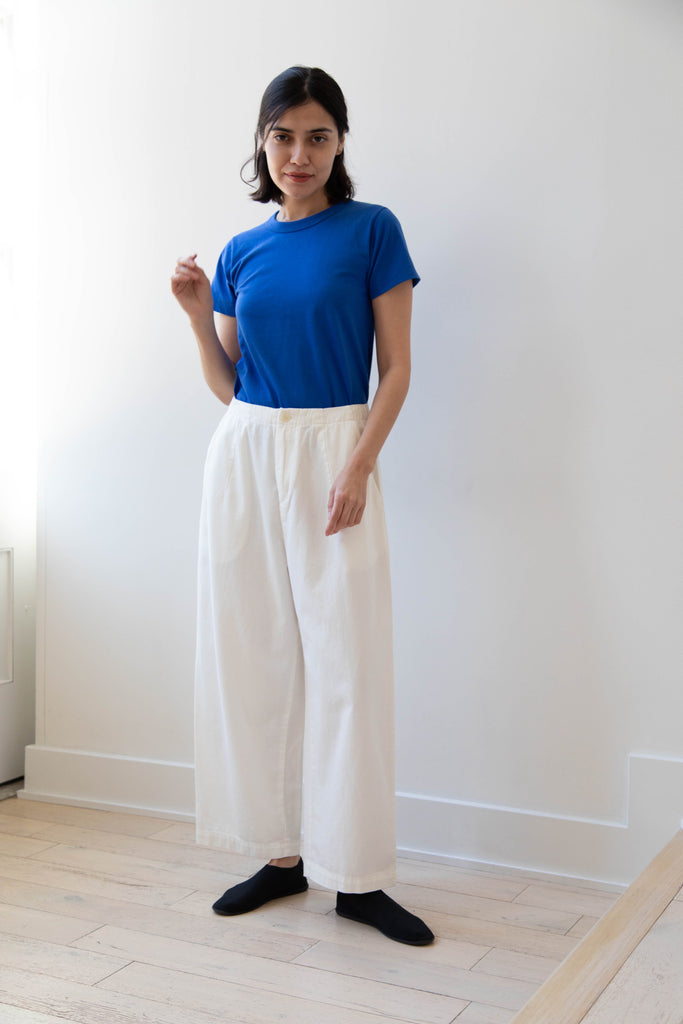 Pas de Calais | Recycled Yarn Denim Wide Pants in White
