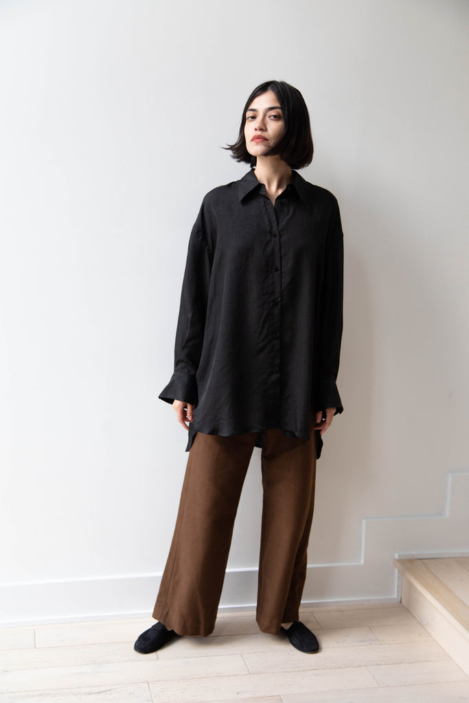 Sayaka Davis | Wide Sleeve Shirt in Black Cupro