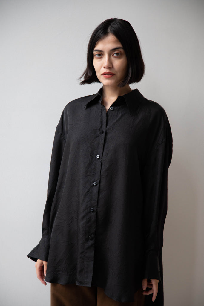 Sayaka Davis | Wide Sleeve Shirt in Black Cupro