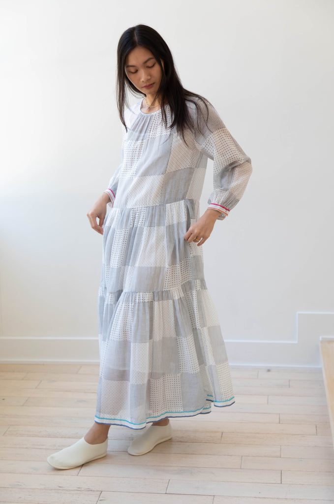 Eka | Jules Dress in Blue Patterned Cotton
