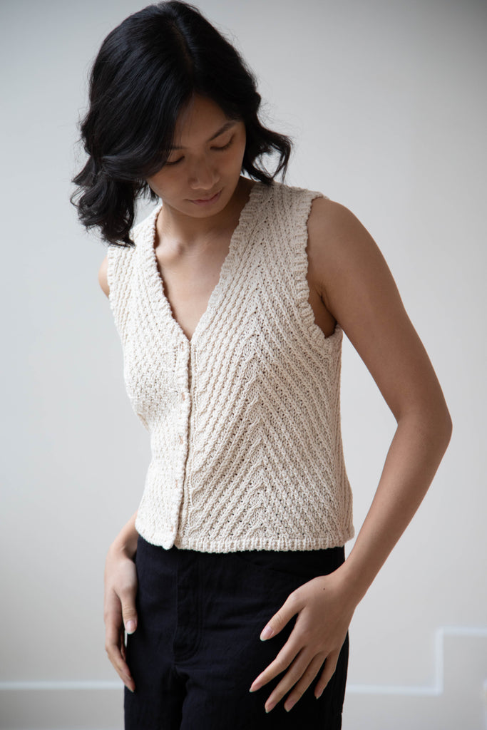 Nothing Written | Rie Cotton Vest in Ivory