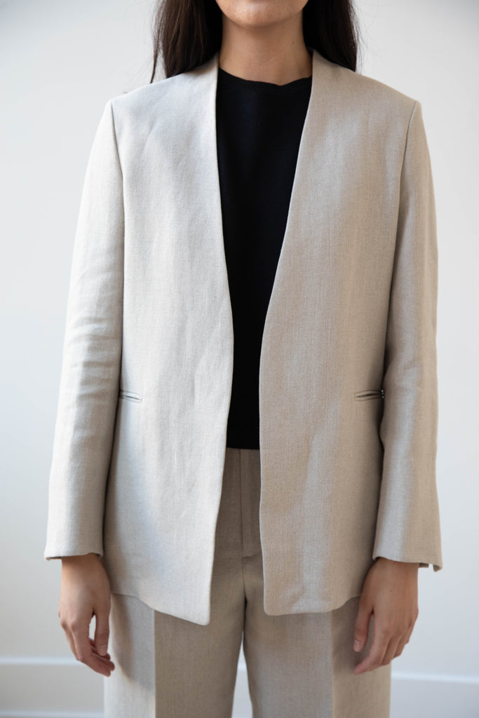 Aton | No Collar Jacket in Linen