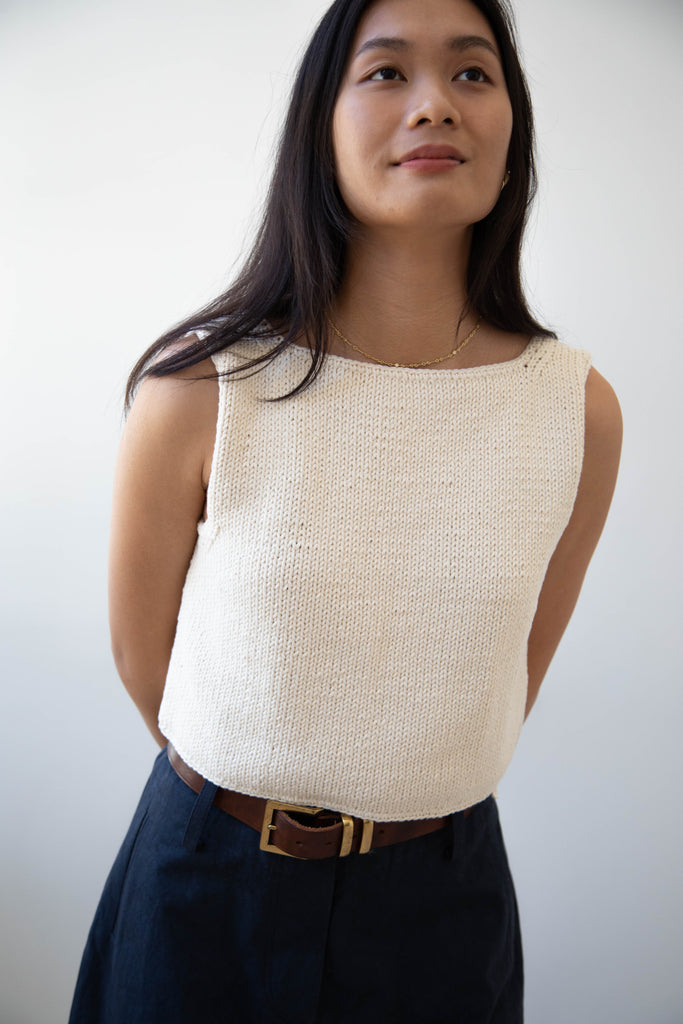 Nitto | Hand Knit Guache Vest in Ivory Cotton