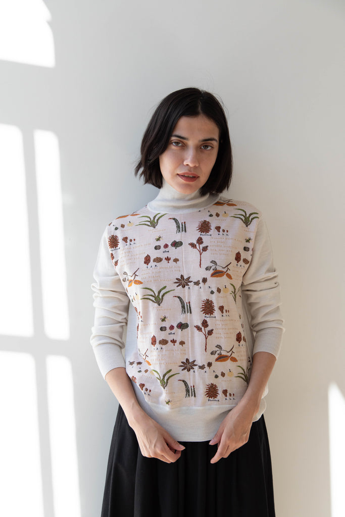 Antipast | Botanical Turtleneck Pullover in Ivory