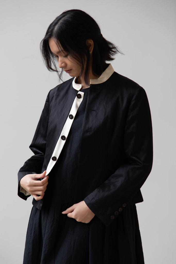 Renli Su | Jacket in Black Cotton Silk