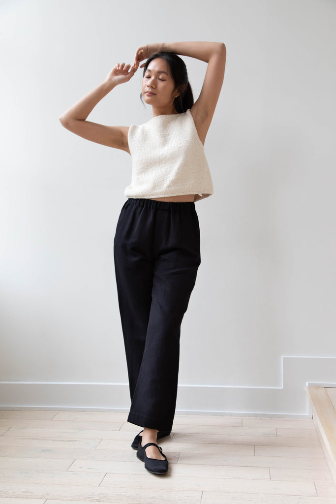 Arts & Science | Straight Easy Pant in Black Herringbone