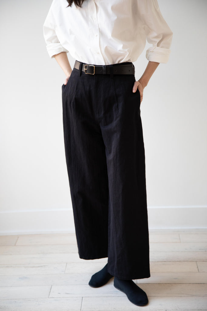 Arts & Science | Bulky Chino Pants in Black Cotton Hemp
