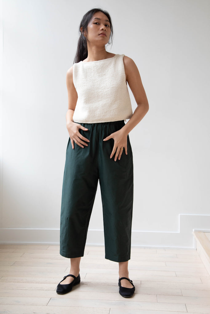 Arts & Science | Silk Cotton Taffeta Hem Dart Easy Pants in Dark Green