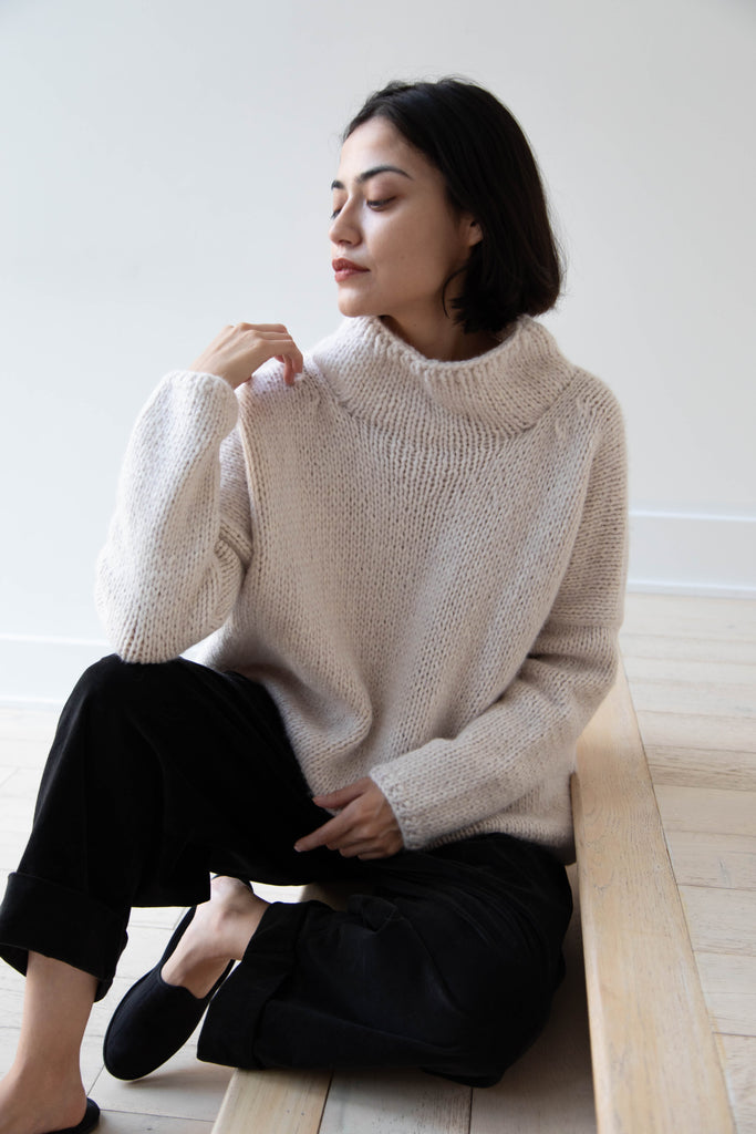 Album di Famiglia | Hand Knit Oversized High Neck Sweater in Fog