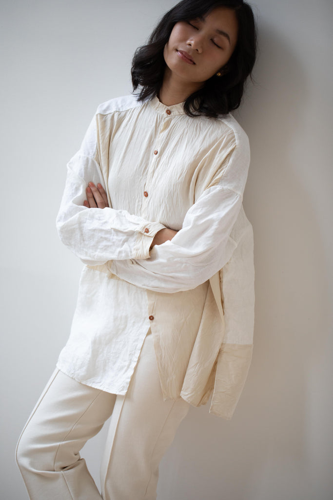Risa Nakamura | Matsukaze Patchwork Shirt in Cream