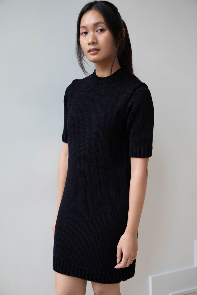 Auralee | Cotton Lily Yarn Mini Dress in Dark Navy