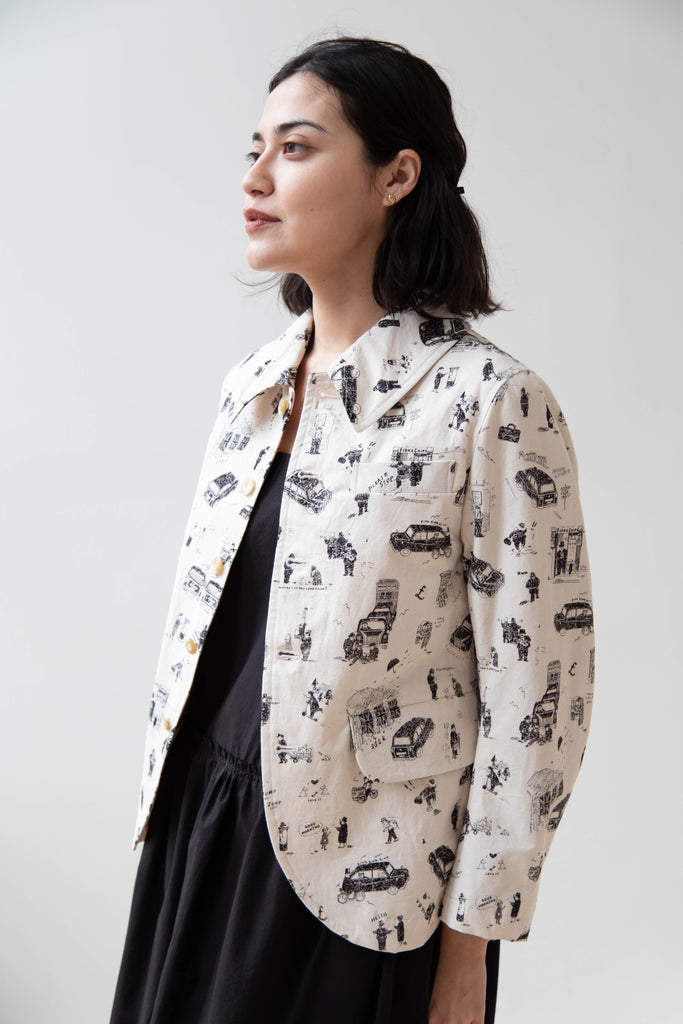 Old Man's Tailor | Riding Jacket in "Where is My Dog?" Print in Natural