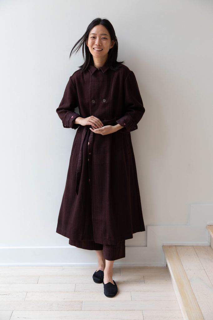 Maku | Sherab Coat in Brown Burgundy Wool