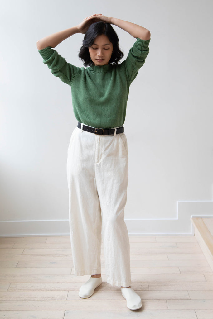 Pas de Calais | Cotton Linen Satin Wide Pants Natural