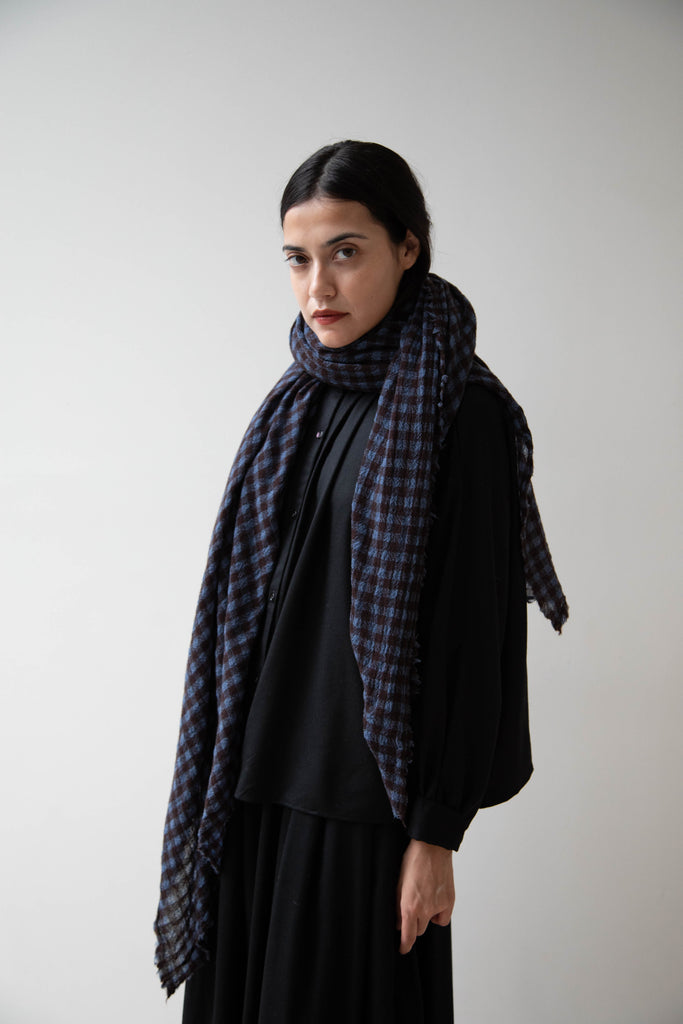 Apuntob | Wool Scarf in Blue & Mocha
