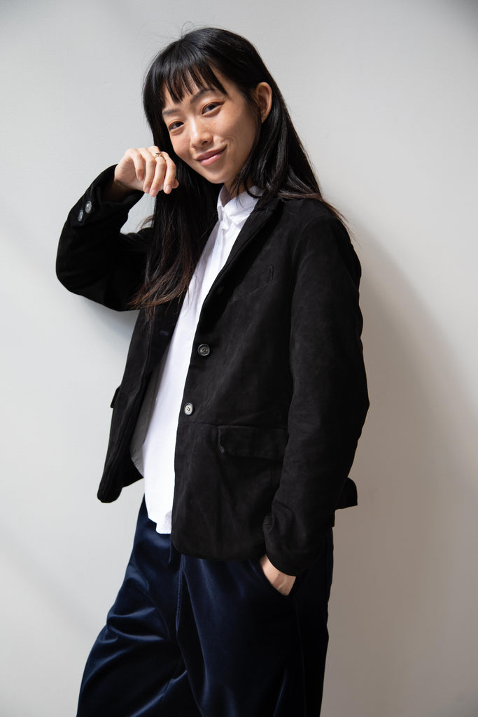 Bergfabel | Suede Leather Tyrol Jacket in Black
