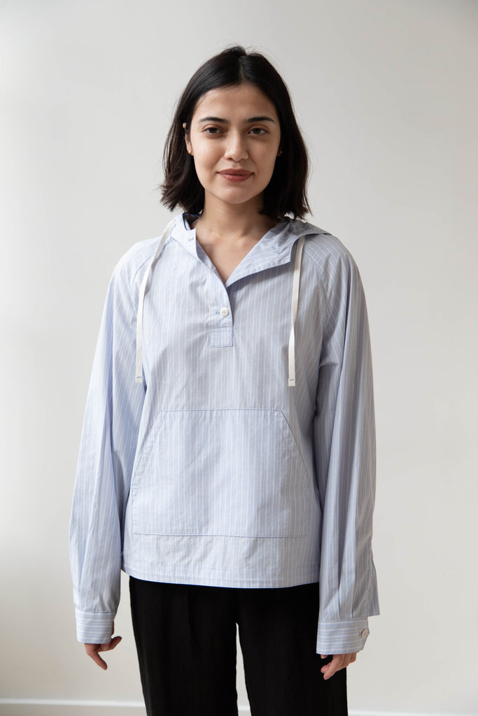 Nothing Written | Castle Hoodie in Blue Stripe Cotton