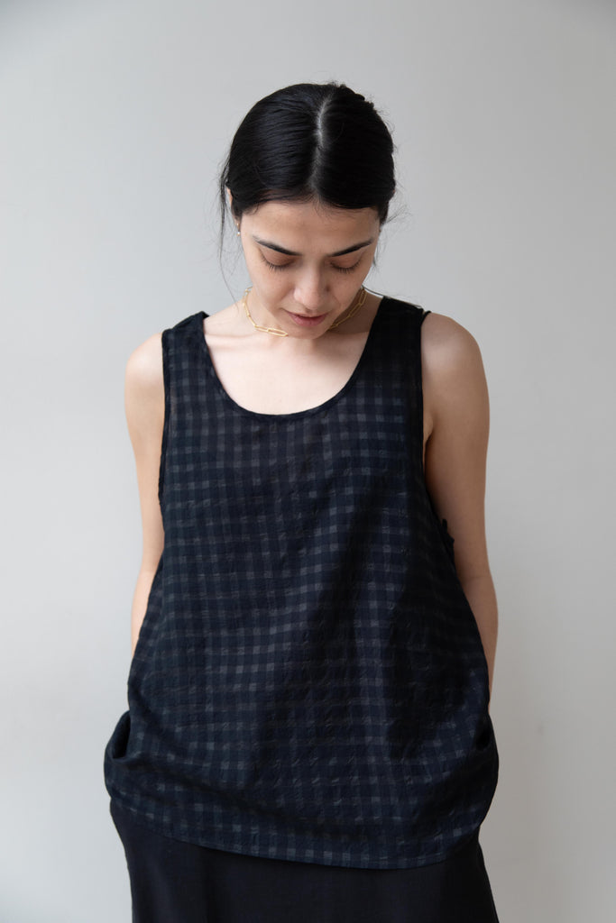 Maison de Soil | Check Sleeveless Tank Top in Black