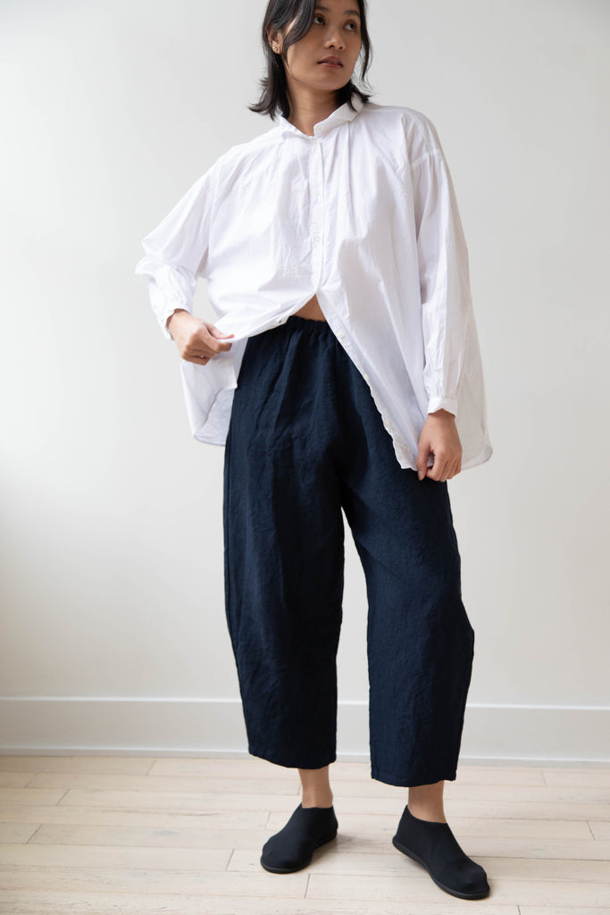 Apuntob | Heavy Linen Classic Trouser in Blue