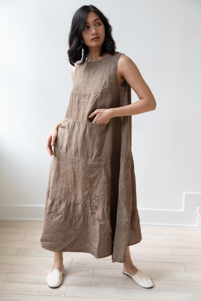 Risa Nakamura | Matsukaze Dress in Taupe Brown