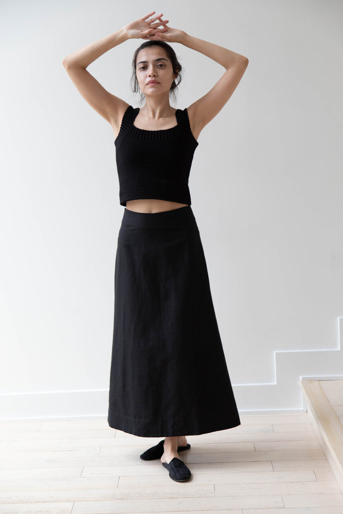 Caron Callahan | Lainey Skirt in Black Cotton Linen