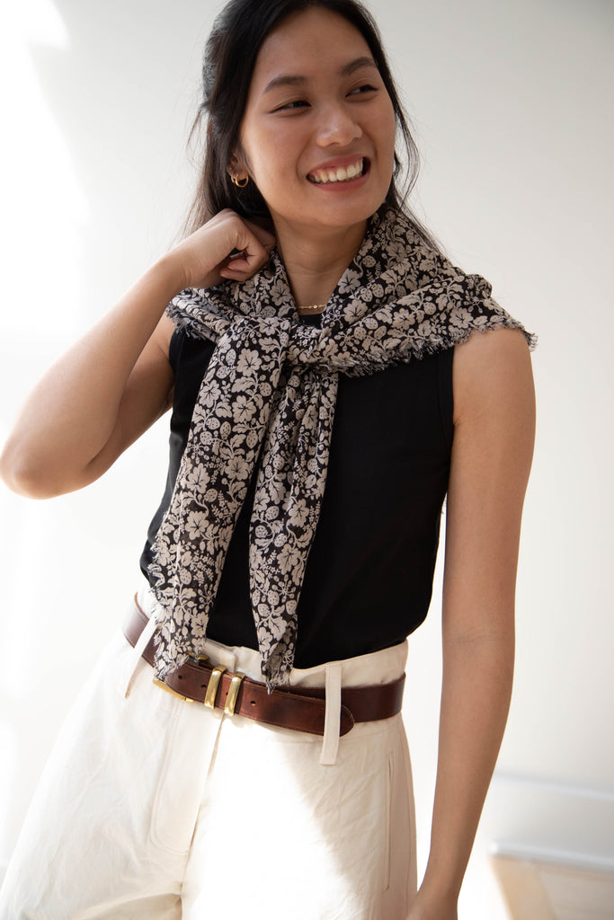 Old Man's Tailor | Wild Berry Print Scarf in Flax