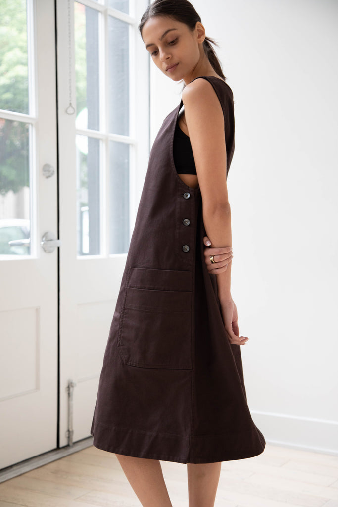 MHL | Patch Pocket Day Dress in Ebony Cotton
