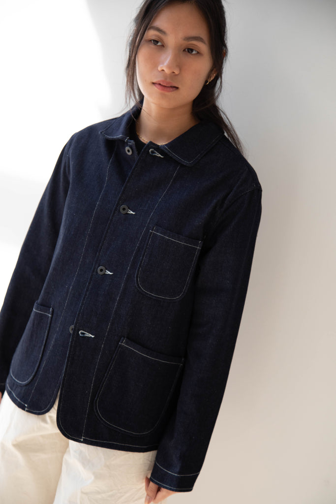 Evan Kinori | Three Pocket Jacket in Organic Cotton Denim- Indigo