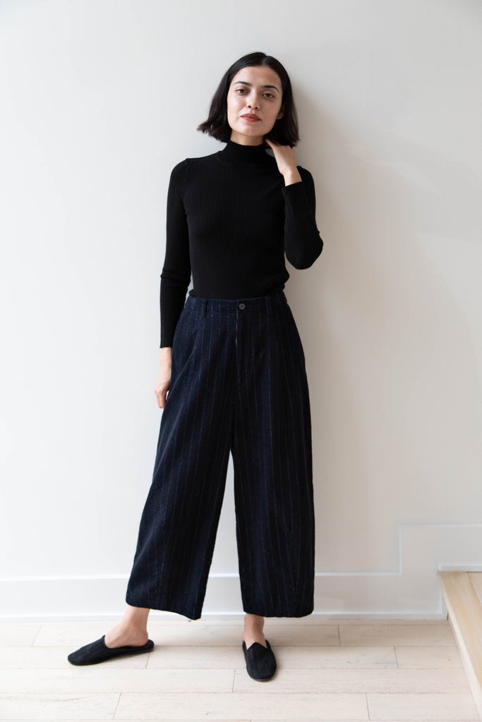 Pas de Calais | Stripe Easy Pants in Navy