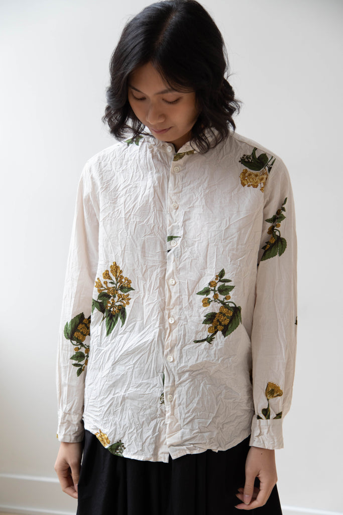Pas de Calais | Summer Botanical Print Blouse Ivory