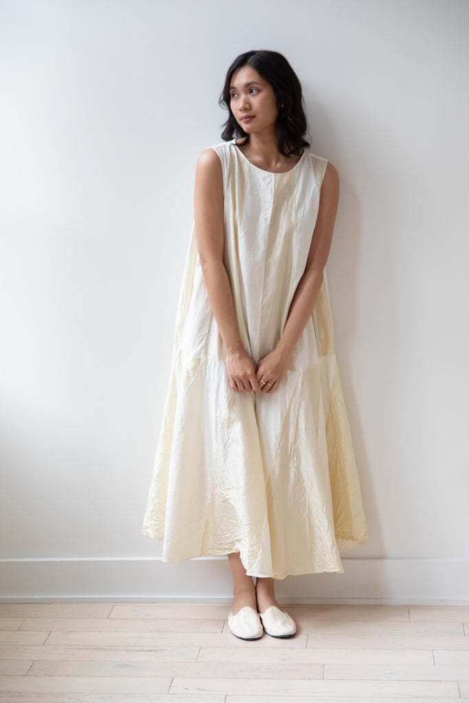 Risa Nakamura | Ripple Marks Sleeveless Dress in Cream