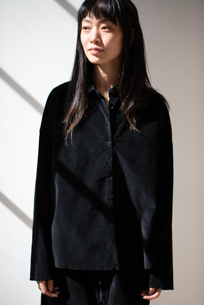 Album di Famiglia | Short Collar Shirt in Black Velvet