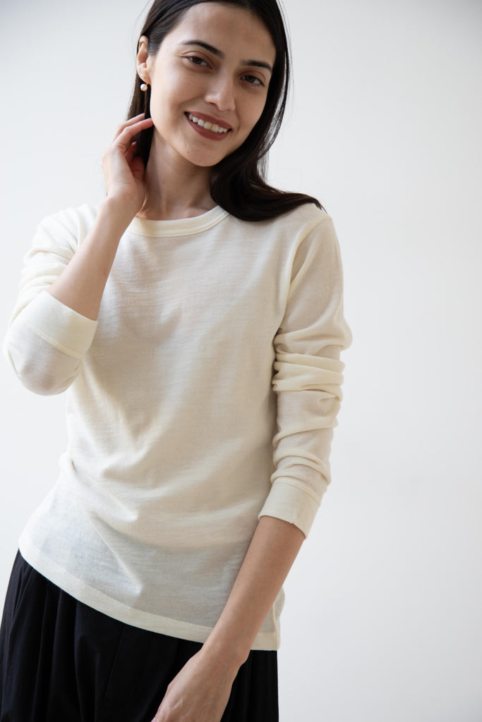 Wright & Doyle | Merino Longsleeve Shirt in Chalk