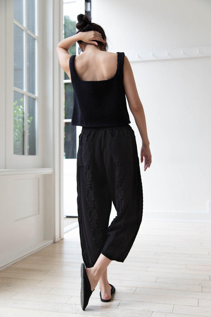 Gauze | Aran Knit Easy Pant in Black
