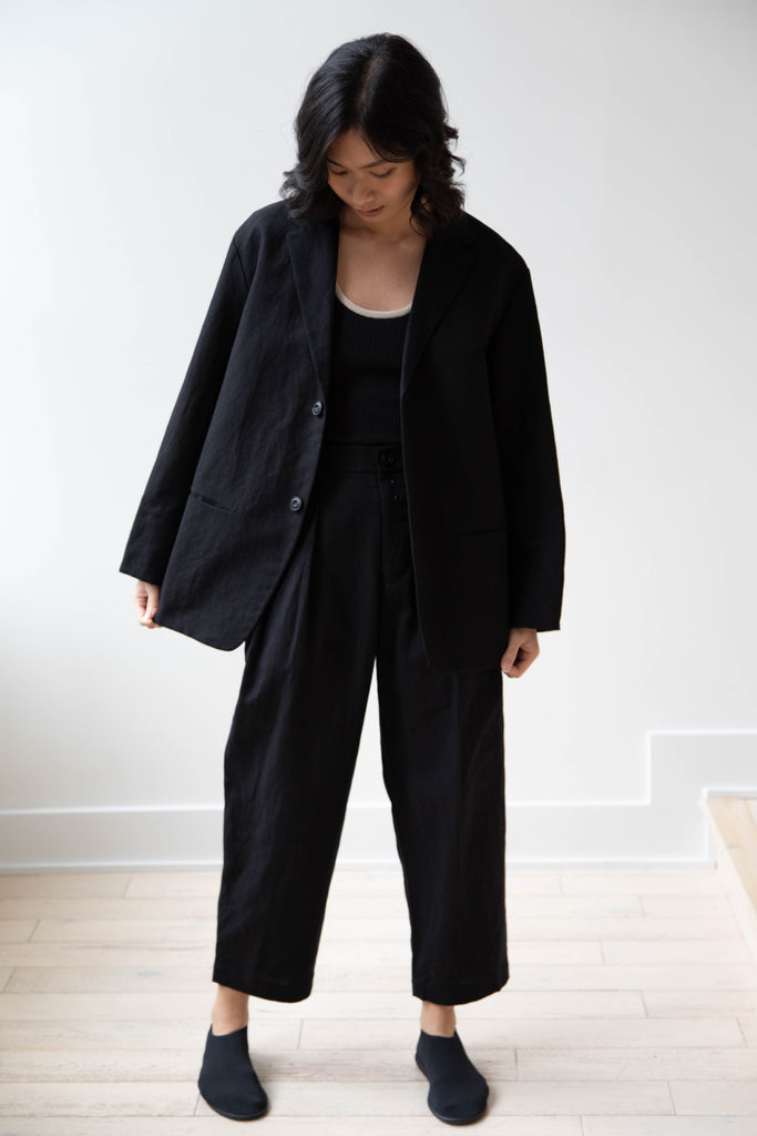 École de Curiosités | Edouard Jacket in Black Linen Cotton
