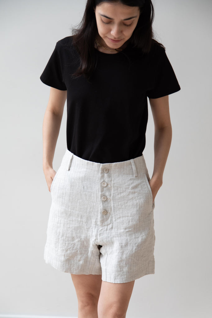 Seventyfive | Fishtail Shorts in Oyster Linen