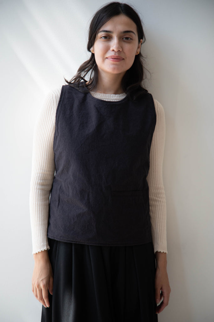 Unkruid | Reversible Cross Vest in Wool & Waxed Fine Canvas
