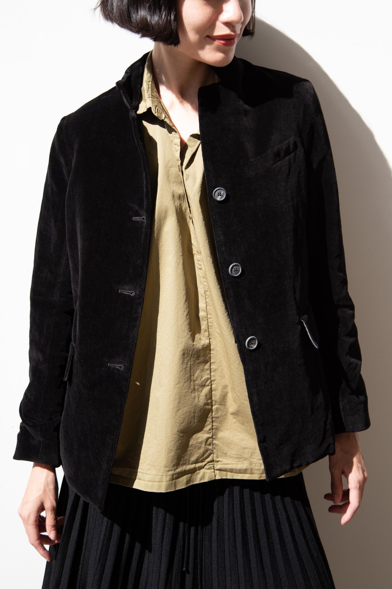 Bergfabel | Giulia Jacket in Black Velvet Cotton Linen