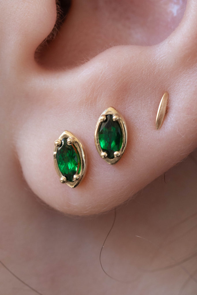 Kathryn Bentley | Marquise Studs in Green Tsavorite