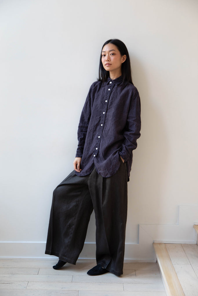 Oliver Church | Scallop Shirt in Anthracite Antique Linen